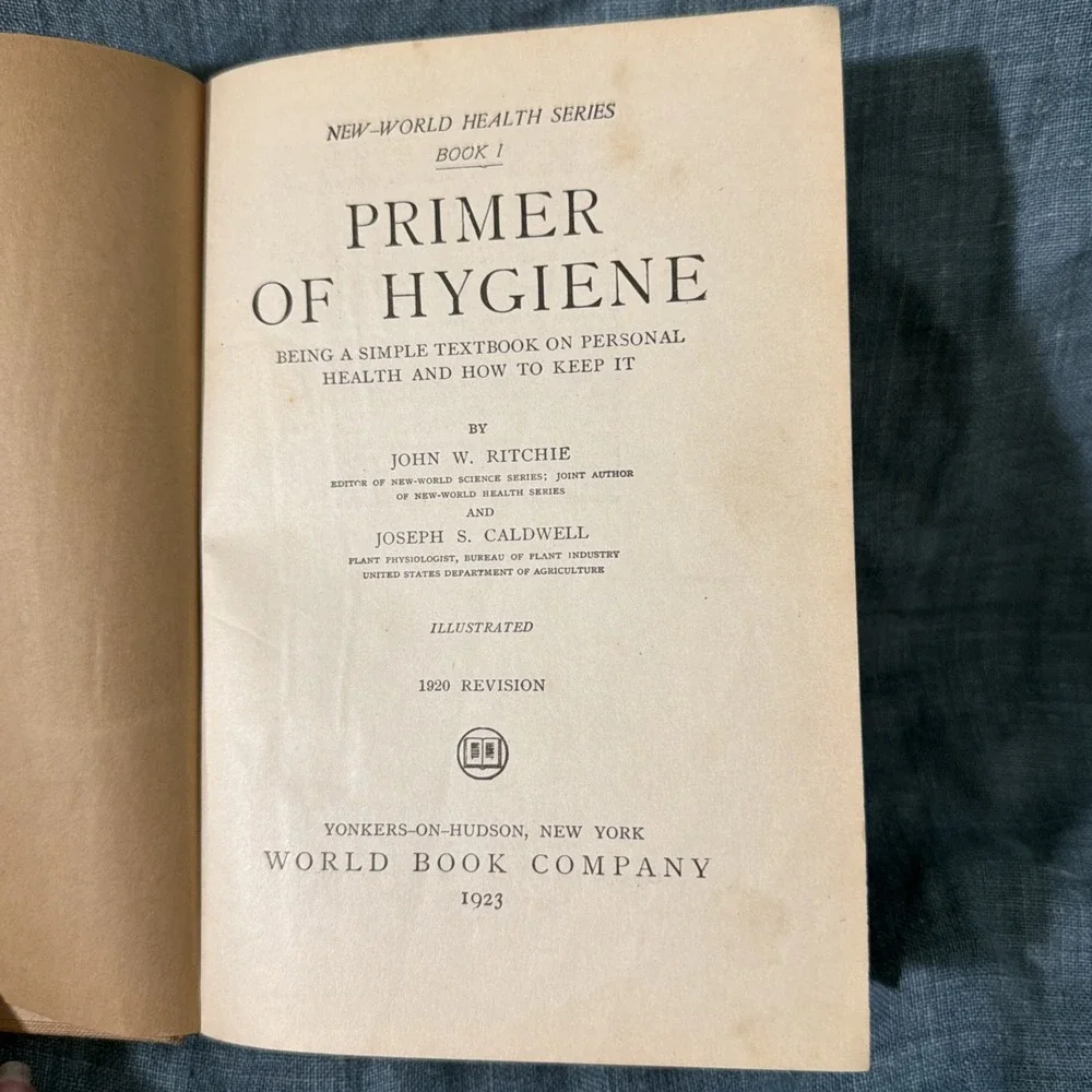 Primer of Hygiene 1920 Revision Ritchie Caldwell World Book Company 1923 Antique